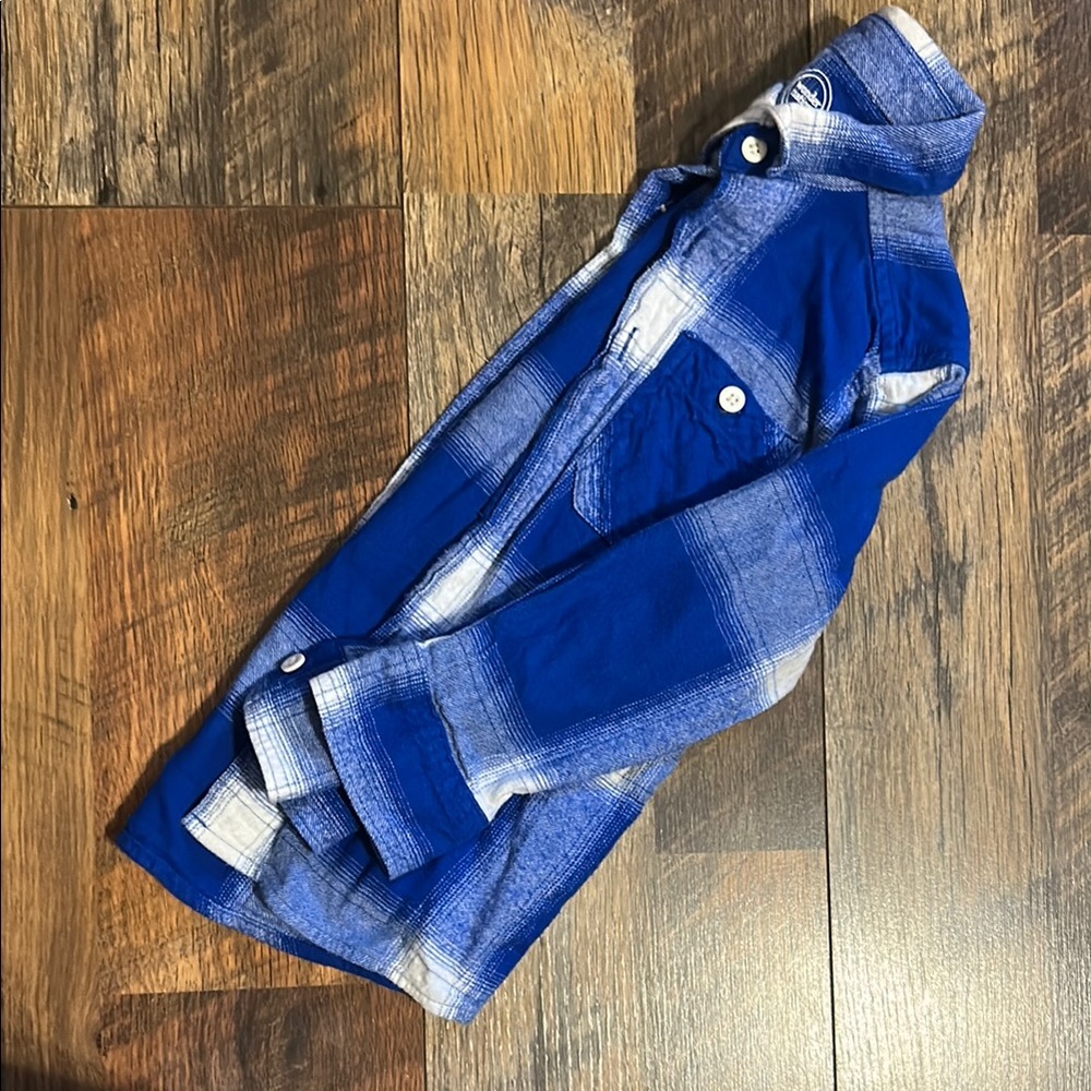 Wonder Nation Blue Plaid Button Down Shirt